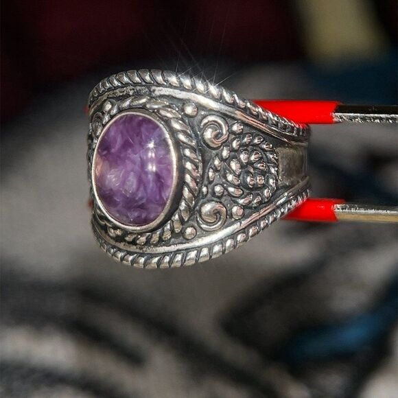 Sterling Silver 925 Purple Amethyst Ring - Picture 3 of 9